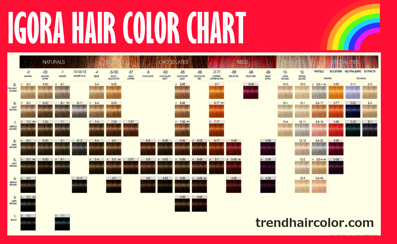 Permanent Hair Dye Color Chart