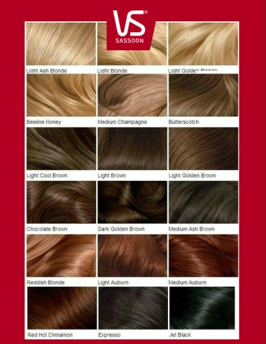 Vidal Sassoon Hair Color chart